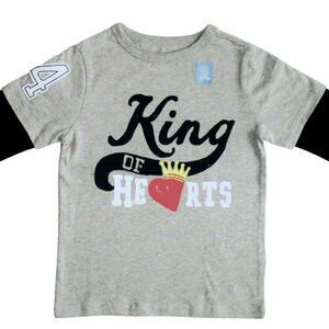 New GAP King of Heart Long Sleeve Tee Top Cotton Boys Grey Blue 2 yrs 4 yrs